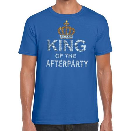 Toppers - Blauw King of the afterparty glitter steentjes t-shirt heren - Officiele Toppers in concert merchandise S