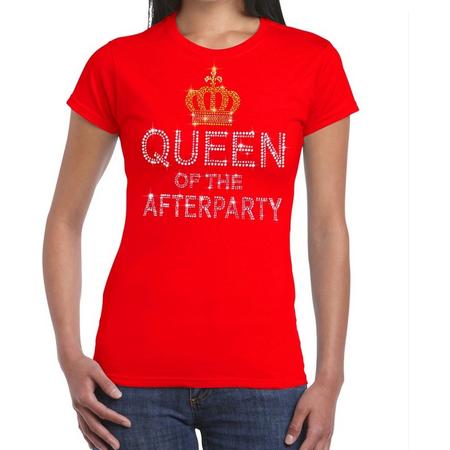 Toppers - Rood Queen of the afterparty glitter steentjes t-shirt dames - Officiele Toppers in concert merchandise L