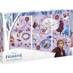 Dinsney Frozen 2 -  3 in 1 XL creatieve hobbyset - 3 activiteiten in een knutseldoos : sieraden maken, strijkkralen, en kaarten pixelen