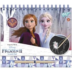 Disney Frozen 2 - Totum kras- en kleurboek - 10 paginas, sjabloon, stickers - harde kaft, ringband, luxe glitterkaarten - 21 x 23,5 cm