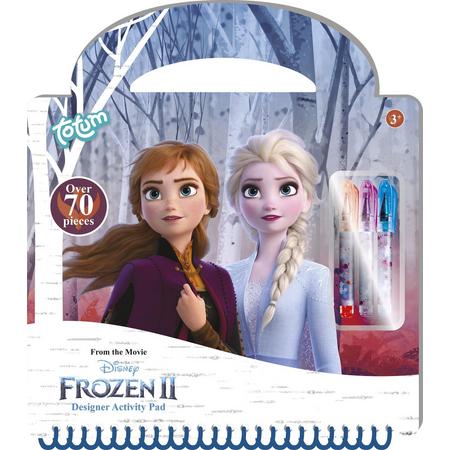 Frozen 2 Designer teken- en activiteitenboek - 26 x 23 cm - 30-delig incl. sjablonen, stickers en mini gelpennen - met ringband en harde kaft