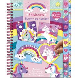 Totum Unicorn stickerboekje - stickeren op nummer - doeboekje - stickerpuzzels en kleurplaten
