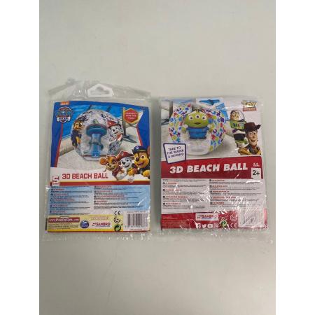 Paw Patrol/Toy Story beach ball (3D) met leuke opdruk - set van 2 stuks (divers)