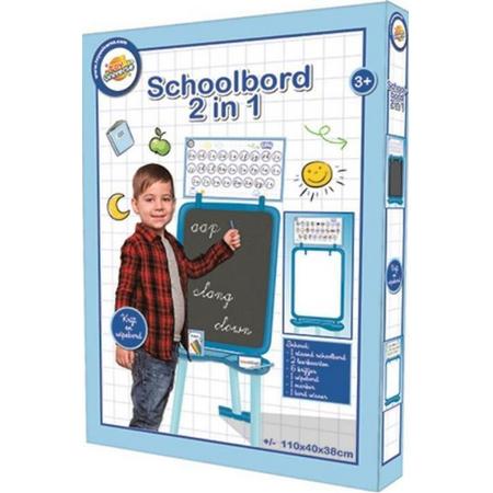 Krijtbord Kinderen - 2 in 1 - Blackboard - Blauw - Whiteboard - Schoolbord - Magneetbord - Memobord - 110 cm