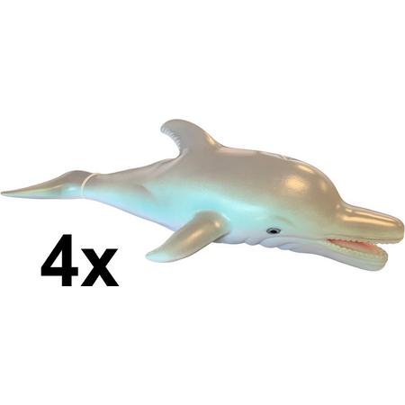 4x Dolfijn 35 cm zacht rubber voor speelgoed en decoratie - zomerspeelgoed - waterspeelgoed - speelgoed dieren - set van 4 stuks