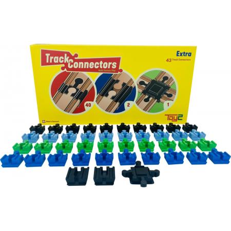 Toy2 Track Connectors - 40 stuks - Treinbaanonderdelen - Houten Treinbaan - Voor LEGO DUPLO©, BRIO©, IKEA