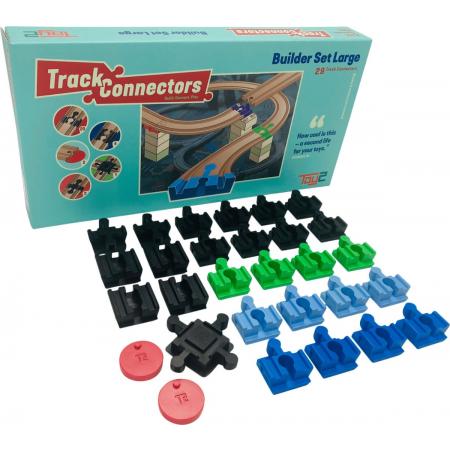 Toy2 Track Connectors Builder Set Large Treinbaanonderdelen - Houten Treinbaan - Voor LEGO DUPLO©, BRIO©, IKEA