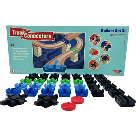 Toy2 Track Connectors Builder Set XL Treinbaanonderdelen - Houten Treinbaan - Voor LEGO DUPLO©, BRIO©, IKEA