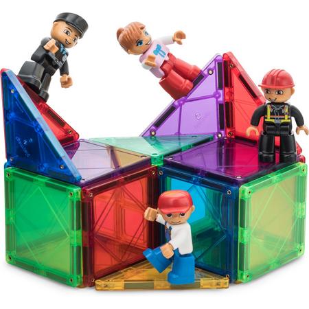 Magnetische speelgoedfiguren - brandweerman, politieman, verpleegster en werkman. Figuren kunnen gecombineerd worden met Play mags, Magna tiles en elk andere megnetische  blokjes.