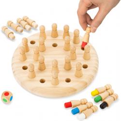 Toyfel Magnus – Houten Memory Schaakspel met Tas 18 cm – Memory Chess Montessori Educatief Speelgoed voor Kinderen Spel voor Logica & Coördinatie