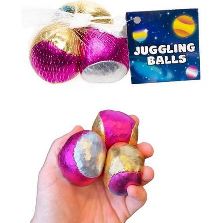 Jongleerballen 3 pack - speelgoed jongleren of ballen gooien - Metallic kleuren - 4 cm groot