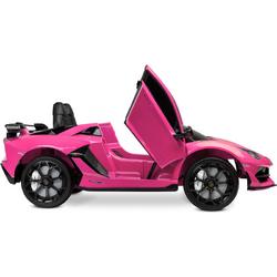 Lamborghini Aventador - elektrische kinderauto met afstandsbediening - 12V/7Ah duurzame accu Pink