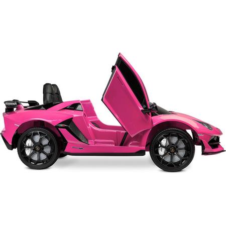 Lamborghini Aventador - elektrische kinderauto met afstandsbediening - 12V/7Ah duurzame accu Pink