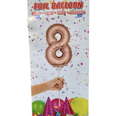 Folie ballon nummer 8 Rosé kleur 36cm