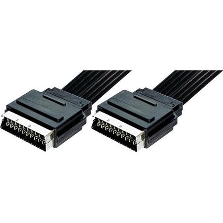 Transmedia 21-pins Scart kabel - plat / zwart - 1 meter