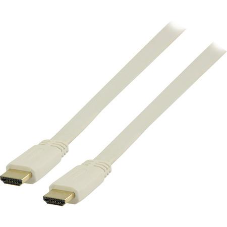 Transmedia Platte HDMI kabel - versie 1.4 (4K 30Hz) / wit - 5 meter