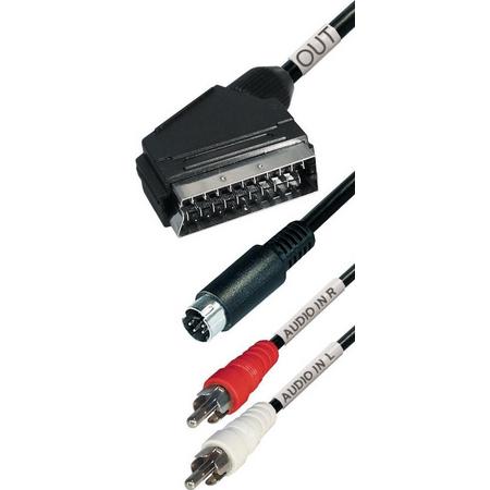 Transmedia Scart (m) naar S-VHS en Tulp 2x RCA (m) kabel / zwart - 2 meter
