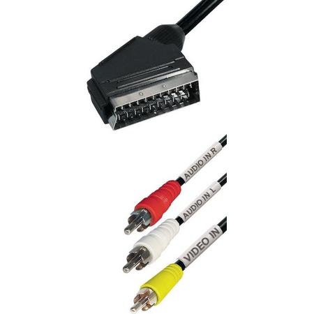 Transmedia Scart UIT (m) - Composiet 3RCA (m) kabel / zwart - 2 meter