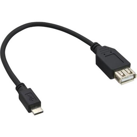 Transmedia USB-A vrouwelijk - USB Micro A mannelijk OTG adapter kabel - 0,15 meter