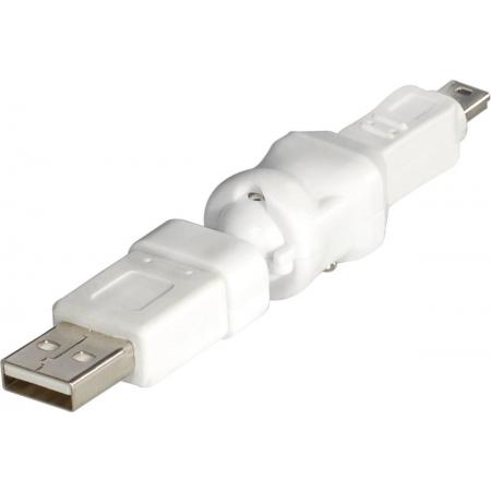 Transmedia USB Mini B naar USB-A adapter - 360° draaibaar / wit