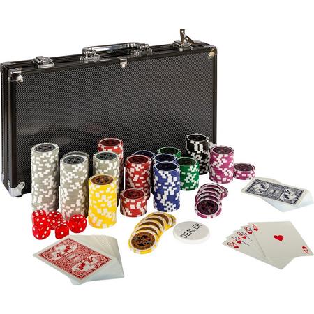 Poker - Pokerset - Poker set - Poker chips - Poker fiches - Poker kaarten - Poker koffer - Pokerkaarten - Inclusief koffer - 300 chips - 39.5 x 21 x 6.5 cm - Zwart
