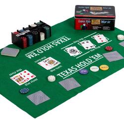 Poker - Pokerset - Pro Poker set 200 chips - Poker chips - Poker fiches - Poker kaarten - Poker koffer - Pokermat - Pokerkleed - Poker top - Inclusief opbergdoos - 200 chips - 24 x 16 x 10 cm - Zwart - Groen