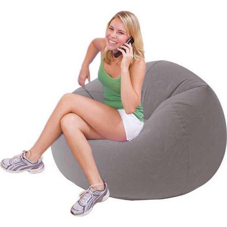 Trend24 - Intex - Opblaasbare stoel - Opblaasbare zetel - Opblaasbare bank - Neutraal grijs - 107 x 104 x 69 cm