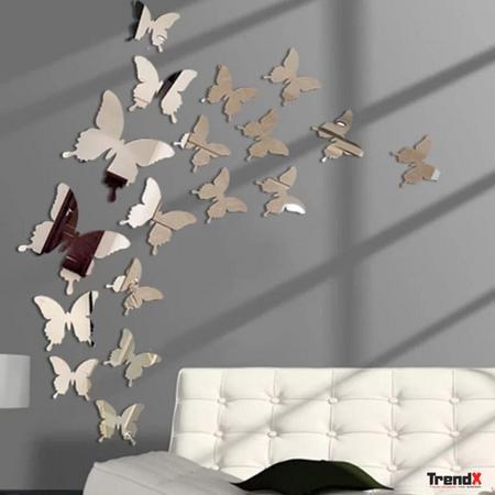3D vlinder muursticker - verwijderbare kunst aan de muur kamer decor glas look 12 stuks