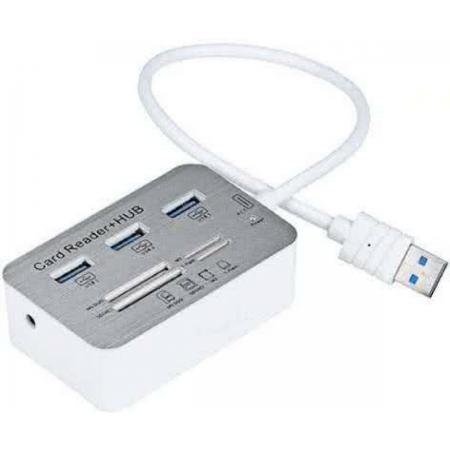 Aluminium USB 3.0 Hub met MMC/TF/Micro SD Kaart Reader
