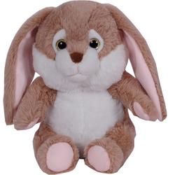 Pluche speelgoed knuffeldier Bruin konijn met flaporen van 24 cm - Dieren konijnen knuffels - Cadeau voor kinderen