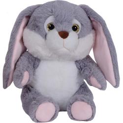 Pluche speelgoed knuffeldier Grijs konijn met flaporen van 24 cm - Dieren konijnen knuffels - Cadeau voor kinderen