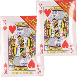 XL speelkaarten - 2x pakjes - rood - 17 x 12 cm