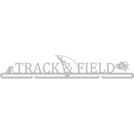 Luxe Medaillehanger - RVS - Track & Field (70cm breed) - Nederlands product - eigen ontwerp mogelijk - sportcadeau - topkado - medalhanger - medailles - atletiek - muurdecoratie