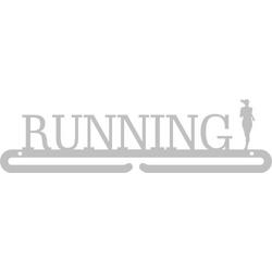 Medaillehanger - RVS - Running Girl Front (35cm breed) - Nederlands product - incl. cadeauverpakking - eigen ontwerp mogelijk - sportcadeau - topkado - medalhanger - medailles - marathon - hardloopschoenen - muurdecoratie