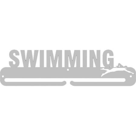Medaillehanger - RVS - Swimming (35cm breed) - Nederlands product - incl. cadeauverpakking - eigen ontwerp mogelijk - sportcadeau - topkado - medalhanger - medailles - zwemsport