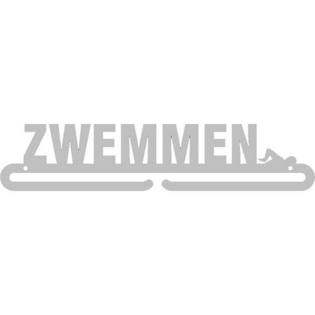 Medaillehanger - RVS - Zwemmen (35cm breed) - Nederlands product - eigen ontwerp mogelijk - sportcadeau - topkado - medalhanger - medailles - zwemsport - muurdecoratie
