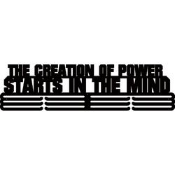 The Creation of Power Starts in the Mind 3bars Medaillehanger zwarte coating - staal - (70cm breed) - Nederlands product - sportcadeau - medalhanger - medailles - atletiek - muurdecoratie