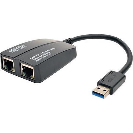 Tripp Lite U336-002-GB kabeladapter/verloopstukje USB 3.0 2x RJ-45 Zwart
