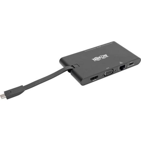 Tripp-Lite U442-DOCK3-B USB-C Laptop Docking Station - HDMI, VGA, GbE, 4K @ 30 Hz, Thunderbolt 3, USB-A, USB-C, PD Charging 3.0, Black TrippLite