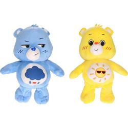 Set van 2 Troetelbeertjes blauw en geel 28 cm - Cartoon knuffels - Troetelberen - Pluche knuffels