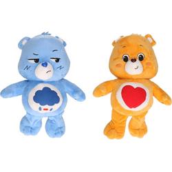 Set van 2 Troetelbeertjes blauw en oranje 28 cm - Cartoon knuffels - Troetelberen - Pluche knuffels