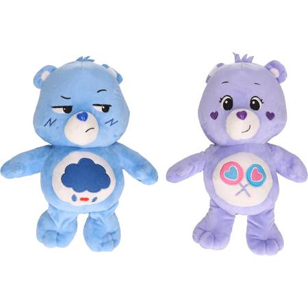 Set van 2 Troetelbeertjes blauw en paars 28 cm - Cartoon knuffels - Troetelberen - Pluche knuffels