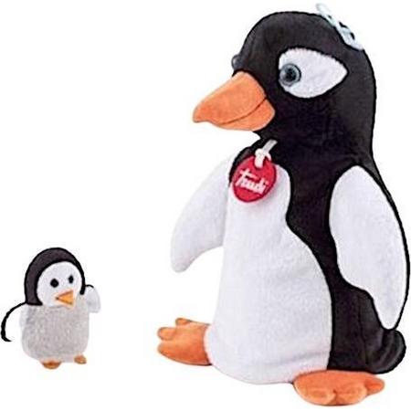 Trudi Handpop Pinguin 24 Cm Pluche Zwart/wit 2-delig