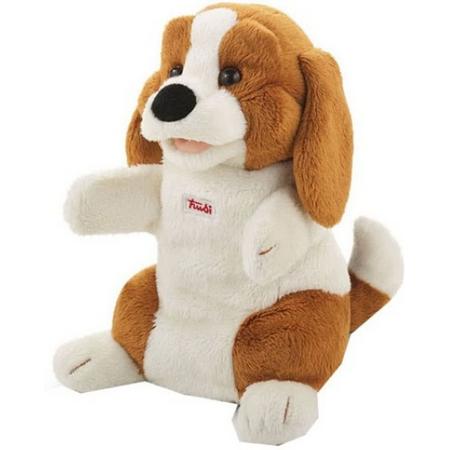 Trudi Handpop hond Beagle 25 cm bruin/ wit