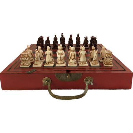 Schaakbord Chinese schaakset. Xian terracotta. Zeer mooi. Typische Chinese warme uitstraling