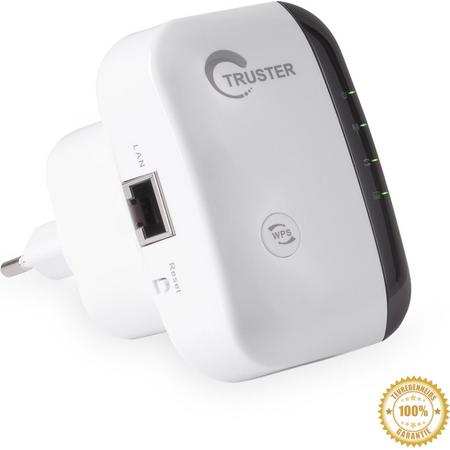 Truster Wifi Versterker draadloos via Stopcontact, Gratis Internet Kabel - Wifi repeater aansluiten op Wifi router - 300Mbps - Draadloos en Bedraad - Wifi extender