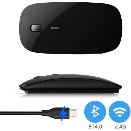 Tsmine bluetooth en 2.4g dual-mode draadloze muis – Stil – Oplaadbare batterij – 3 instelbaar dpi-niveau – voor mac windows