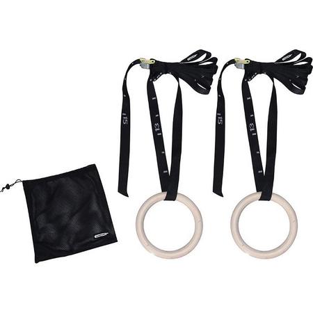 Tunturi Gymnastic rings hout - 23cm diameter - inclusief riem