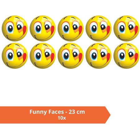 Bal - Voordeelverpakking - Funny Faces - 23 cm - 10 stuks