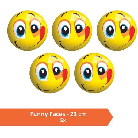 Bal - Voordeelverpakking - Funny Faces - 23 cm - 5 stuks